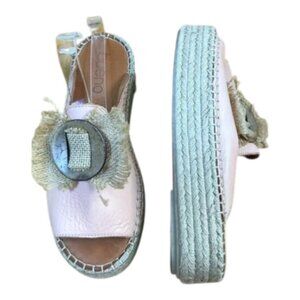 Bueno Espadrille Sandals Leather Platform Slides Light Pink  (38)